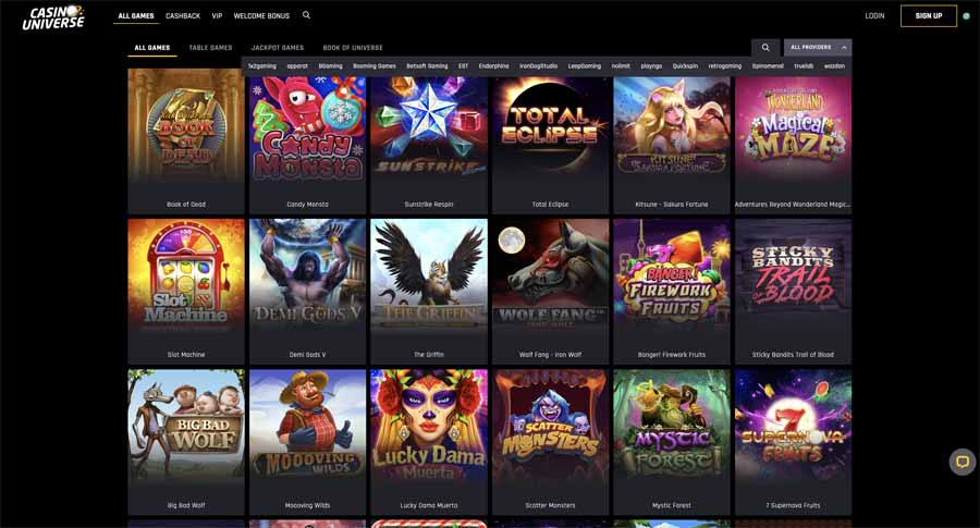 casino universe software providers